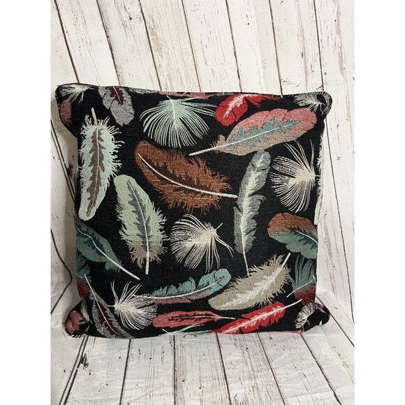 KRAVET LEE JOFA Black Multi Color Feathers Jacquard Pillow - Picture 2 of 5
